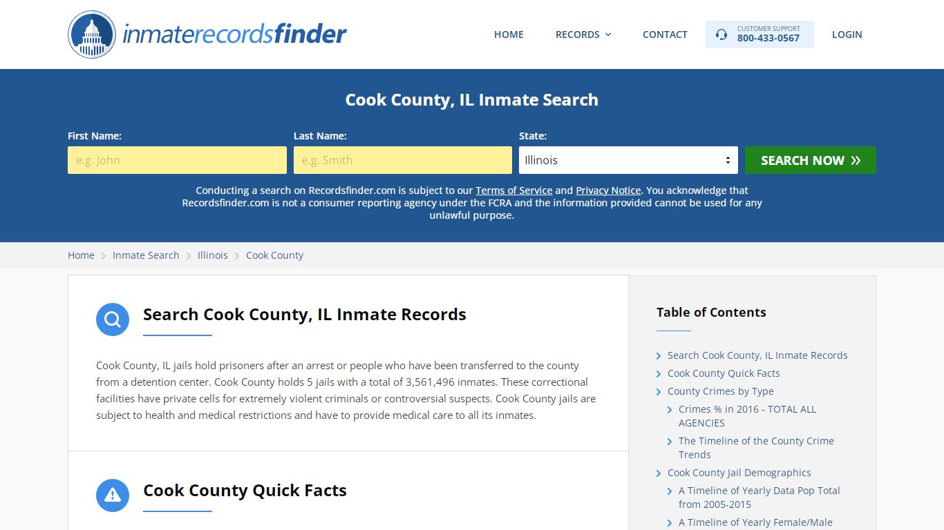 Cook County, IL Inmate Lookup & Jail Records Online - RecordsFinder